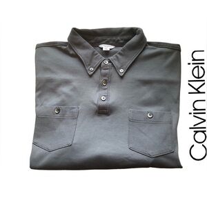 Calvin Klein Button-down Short Sleeve Shirt‎ - Size XL Grey